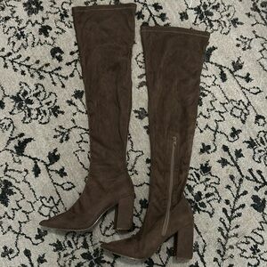 Brown Suede Thigh High Boots- Size 8